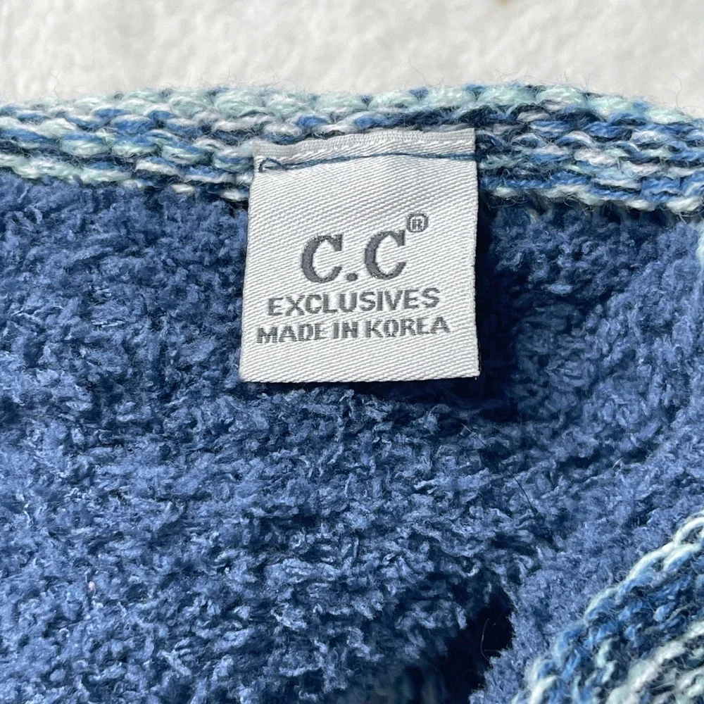 CC Exclusives Womens Blue Marled Cable Knit Sherpa Lined Headband Ear Warmer